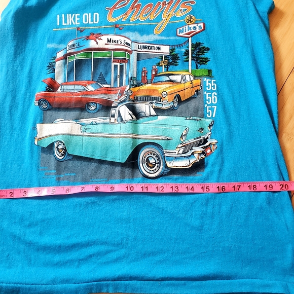 New Chevy Cars Color Blue Sleeveless Graphic Tee Sz Large - Picture 4 of 6